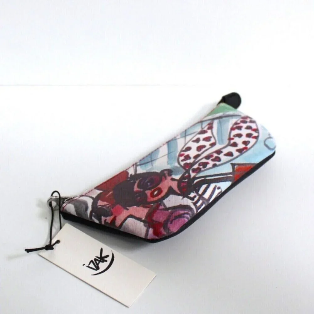 Izak Zenou Girls with Scarf Zip Pencil Case Makeup Bag Case Small - Picture 3 of 5